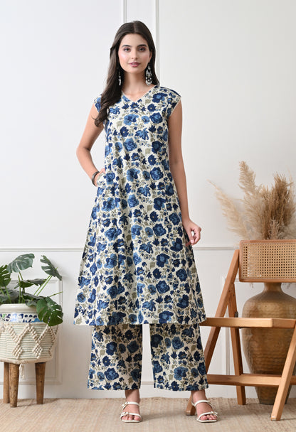 Blue Blossom Cotton Coord Set