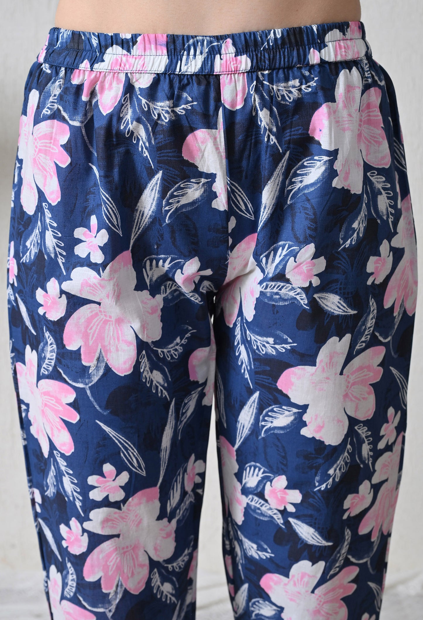 Blue Floral Printed Night Suit