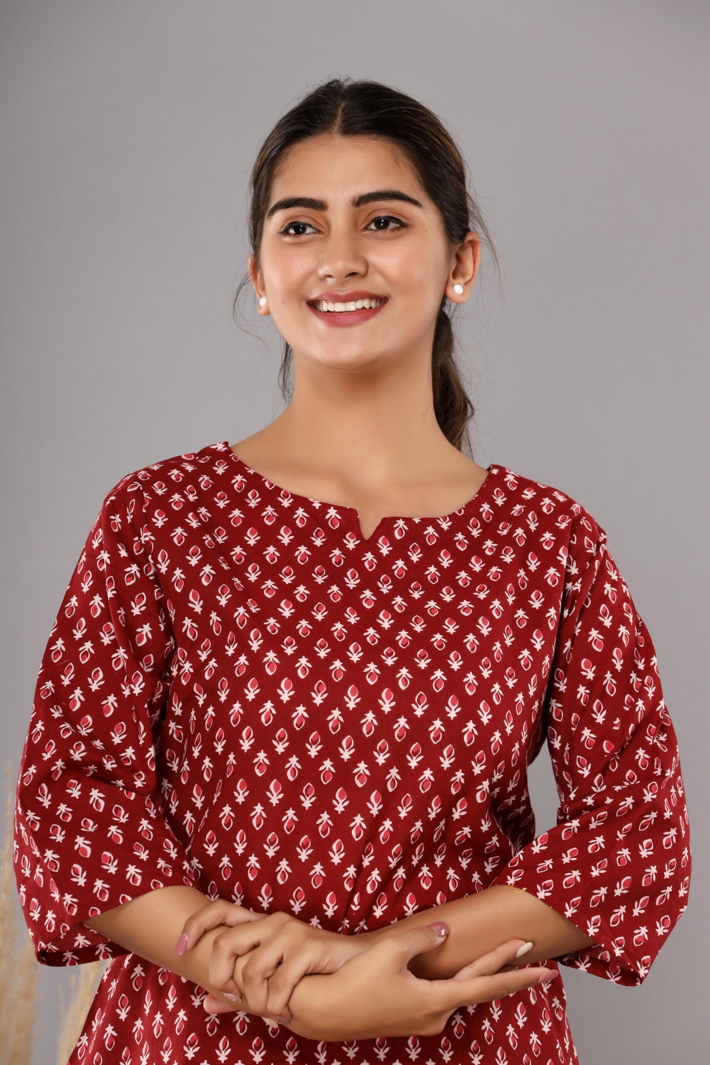 Red Buta Cotton Printed Night Suits