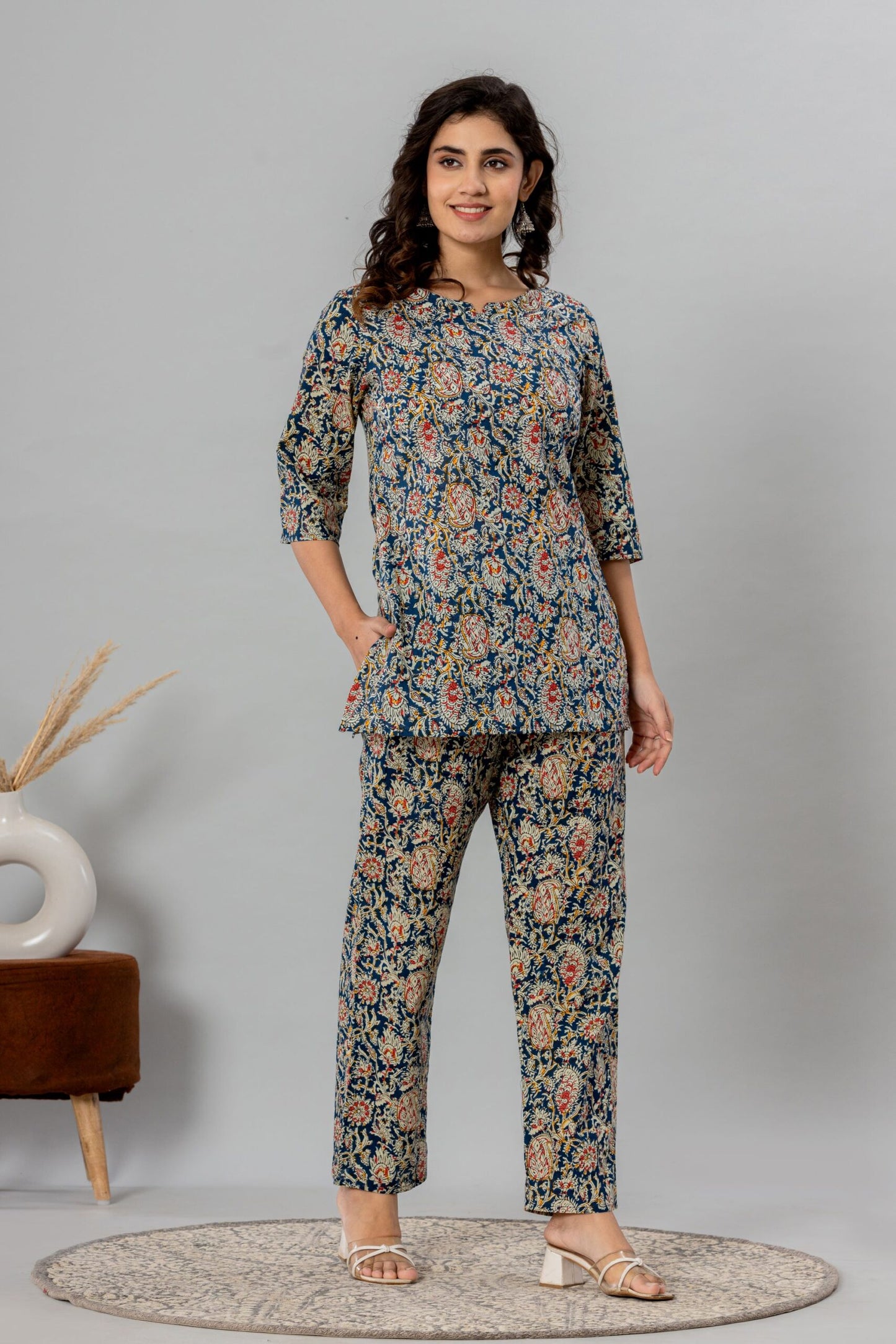 Grey Cotton Printed Night Suits